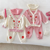 Load image into Gallery viewer, 2 Pieces Set Baby Girls Embroidered Tops And Pants Wholesale 24030182
