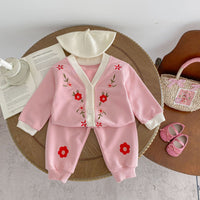 Load image into Gallery viewer, 2 Pieces Set Baby Girls Embroidered Tops And Pants Wholesale 24030182
