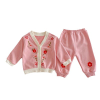 Load image into Gallery viewer, 2 Pieces Set Baby Girls Embroidered Tops And Pants Wholesale 24030182
