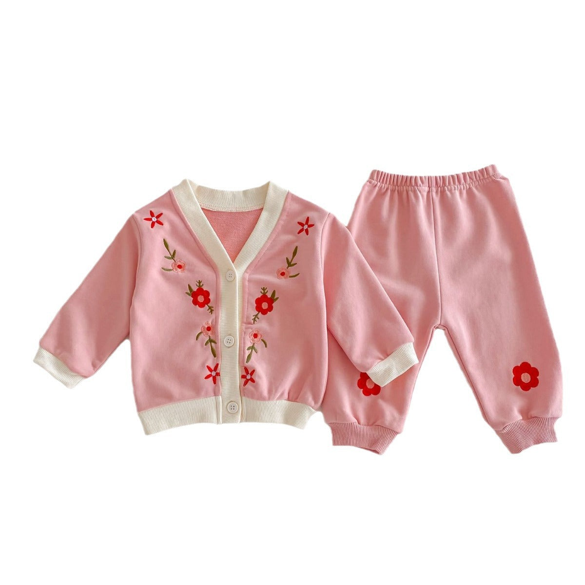 2 Pieces Set Baby Girls Embroidered Tops And Pants Wholesale 24030182