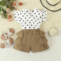 Load image into Gallery viewer, 2 Pieces Set Baby Kid Girls Polka dots Tops And Solid Color Shorts Wholesale 24030187
