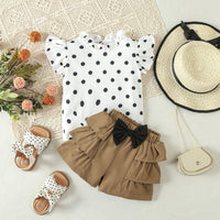 Load image into Gallery viewer, 2 Pieces Set Baby Kid Girls Polka dots Tops And Solid Color Shorts Wholesale 24030187
