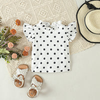 Load image into Gallery viewer, 2 Pieces Set Baby Kid Girls Polka dots Tops And Solid Color Shorts Wholesale 24030187
