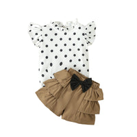 Load image into Gallery viewer, 2 Pieces Set Baby Kid Girls Polka dots Tops And Solid Color Shorts Wholesale 24030187
