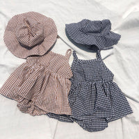 Load image into Gallery viewer, Baby Kid Girls Checked Rompers Wholesale 24040901
