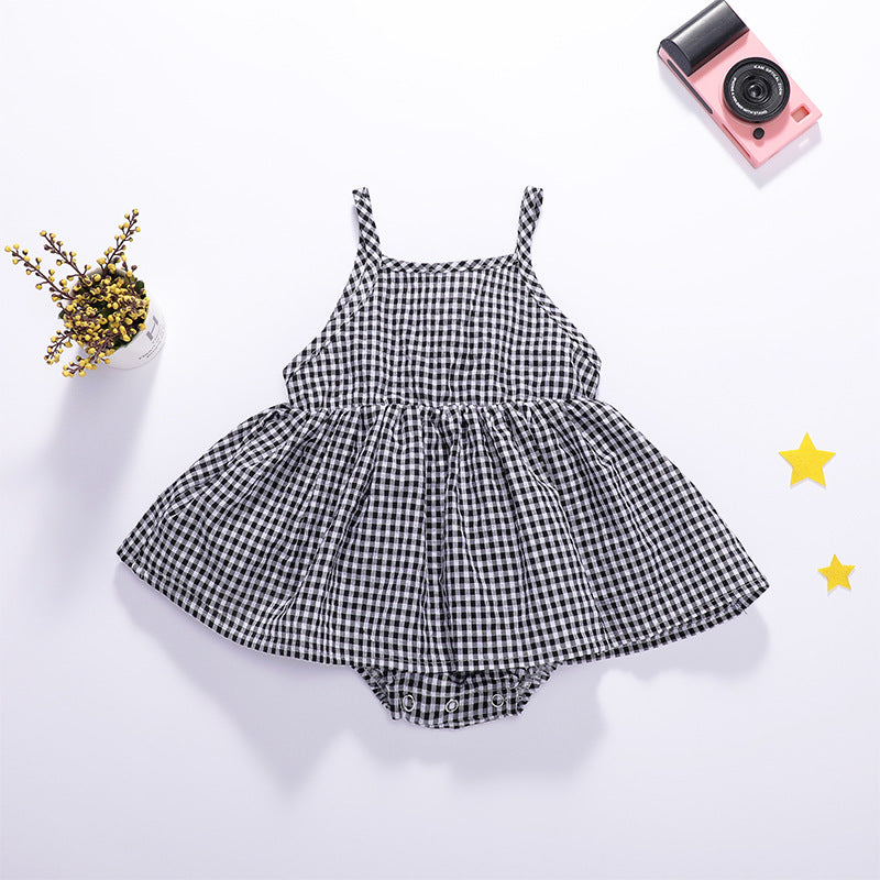 Baby Kid Girls Checked Rompers Wholesale 24040901