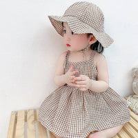 Load image into Gallery viewer, Baby Kid Girls Checked Rompers Wholesale 24040901
