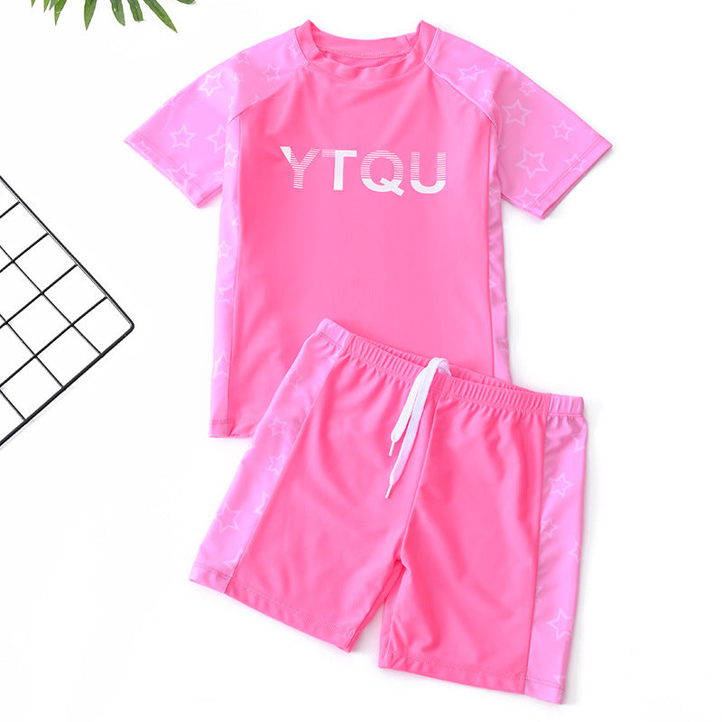 Baby Kid Girls Boys Letters Color-blocking Beach Swimwears Wholesale 24040905