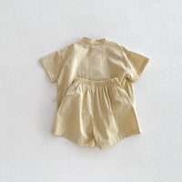 Load image into Gallery viewer, 2 Pieces Set Baby Kid Boys Solid Color Checked Tops And Shorts Wholesale 240409107
