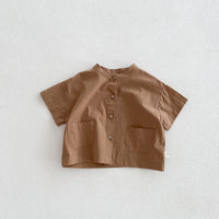 Load image into Gallery viewer, 2 Pieces Set Baby Kid Boys Solid Color Checked Tops And Shorts Wholesale 240409107
