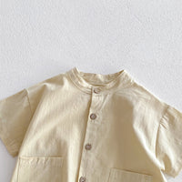 Load image into Gallery viewer, 2 Pieces Set Baby Kid Boys Solid Color Checked Tops And Shorts Wholesale 240409107
