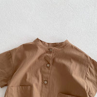 Load image into Gallery viewer, 2 Pieces Set Baby Kid Boys Solid Color Checked Tops And Shorts Wholesale 240409107
