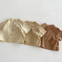 Load image into Gallery viewer, 2 Pieces Set Baby Kid Boys Solid Color Checked Tops And Shorts Wholesale 240409107
