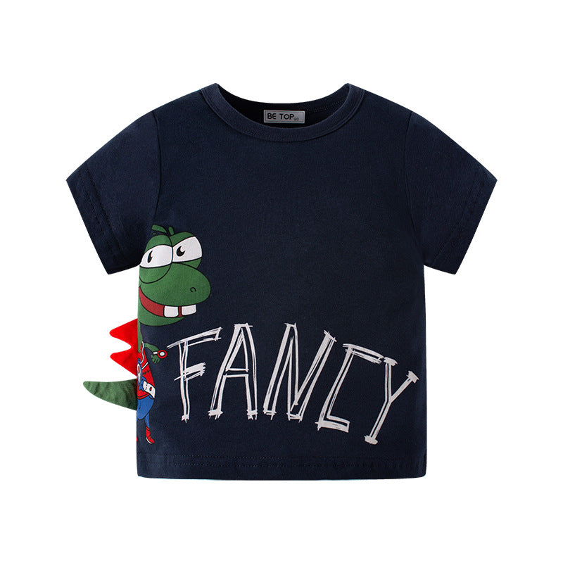 Baby Kid Boys Letters Dinosaur Tops Wholesale 24040911