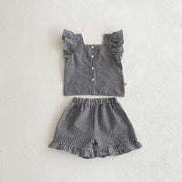 Load image into Gallery viewer, 2 Pieces Set Baby Kid Girls Checked Tank Tops And Shorts Wholesale 240409117
