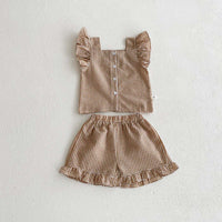 Load image into Gallery viewer, 2 Pieces Set Baby Kid Girls Checked Tank Tops And Shorts Wholesale 240409117
