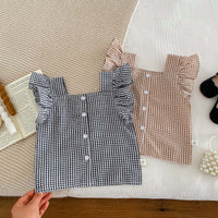 Load image into Gallery viewer, 2 Pieces Set Baby Kid Girls Checked Tank Tops And Shorts Wholesale 240409117
