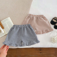 Load image into Gallery viewer, 2 Pieces Set Baby Kid Girls Checked Tank Tops And Shorts Wholesale 240409117
