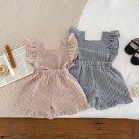 Load image into Gallery viewer, 2 Pieces Set Baby Kid Girls Checked Tank Tops And Shorts Wholesale 240409117
