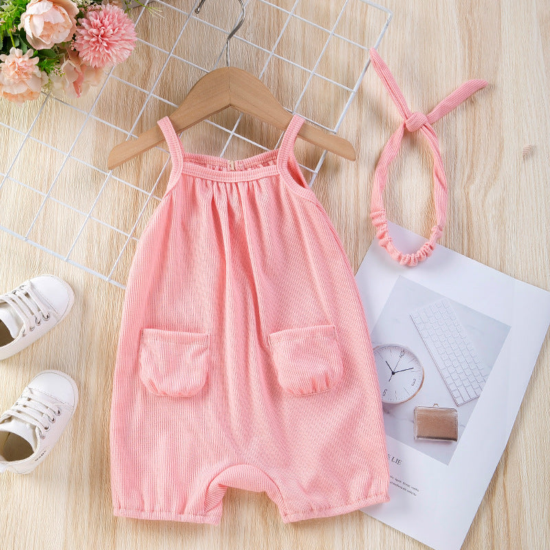 Baby Girls Solid Color Rompers Wholesale 240409118