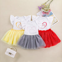 Load image into Gallery viewer, 2 Pieces Set Baby Girls Love heart Print Rompers And Solid Color Skirts Wholesale 240409119
