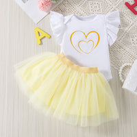 Load image into Gallery viewer, 2 Pieces Set Baby Girls Love heart Print Rompers And Solid Color Skirts Wholesale 240409119
