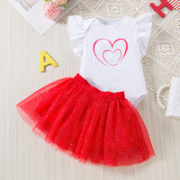 Load image into Gallery viewer, 2 Pieces Set Baby Girls Love heart Print Rompers And Solid Color Skirts Wholesale 240409119
