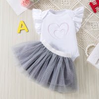 Load image into Gallery viewer, 2 Pieces Set Baby Girls Love heart Print Rompers And Solid Color Skirts Wholesale 240409119
