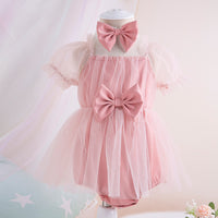 Load image into Gallery viewer, Baby Girls Solid Color Bow Rompers Wholesale 240409120
