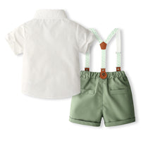 Load image into Gallery viewer, 2 Pieces Set Baby Kid Boys Solid Color Bow Shirts And Shorts Wholesale 240409122
