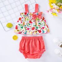 Load image into Gallery viewer, 2 Pieces Set Baby Kid Girls Cartoon Tank Tops And Solid Color Shorts Wholesale 240409126
