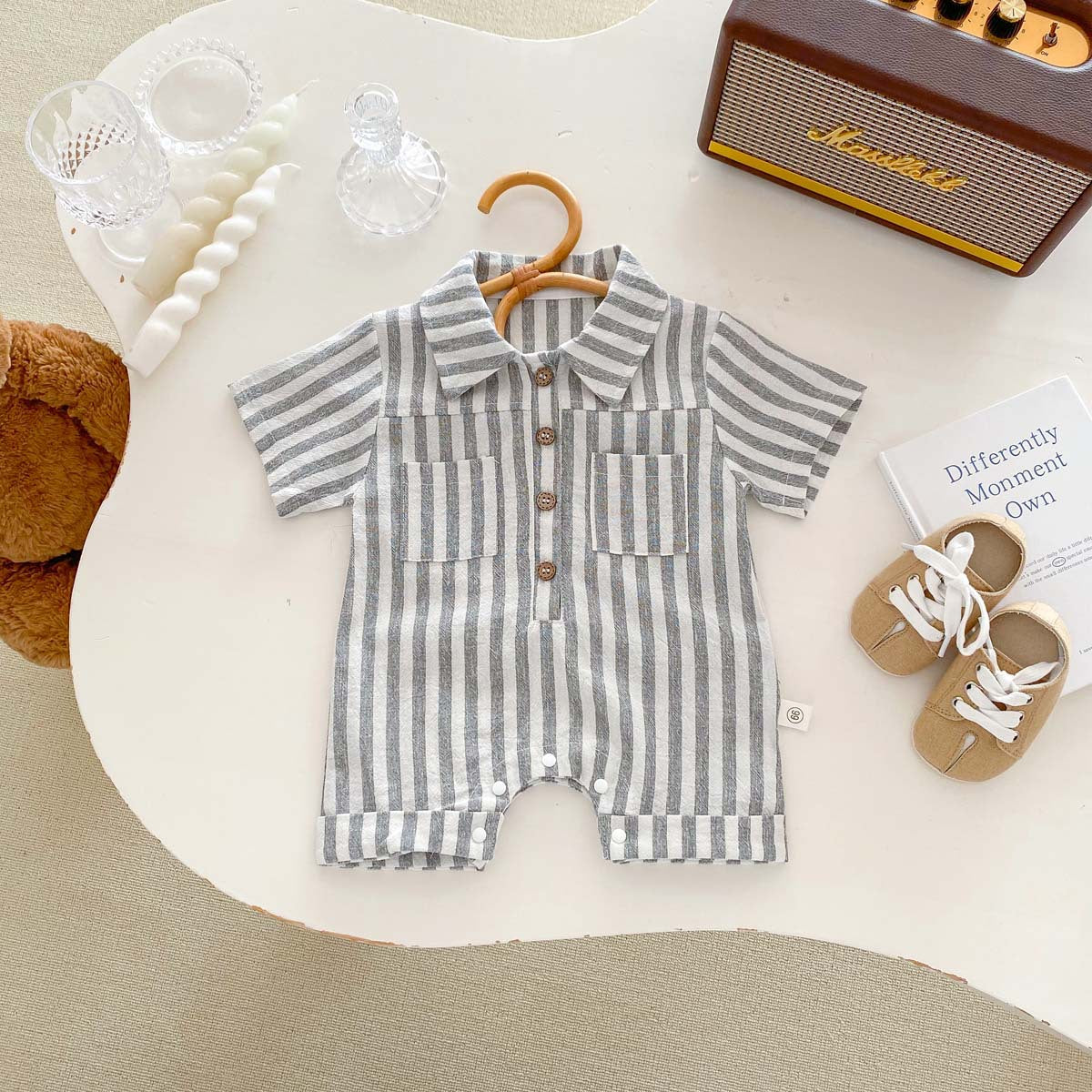 Baby Boys Striped Rompers Wholesale 240409129
