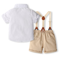Load image into Gallery viewer, 2 Pieces Set Baby Kid Boys Solid Color Bow Shirts And Shorts Wholesale 240409131
