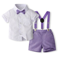 Load image into Gallery viewer, 2 Pieces Set Baby Kid Boys Striped Shirts And Solid Color Rompers Wholesale 240409132
