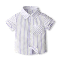 Load image into Gallery viewer, 2 Pieces Set Baby Kid Boys Striped Shirts And Solid Color Rompers Wholesale 240409132
