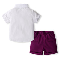 Load image into Gallery viewer, 2 Pieces Set Baby Kid Boys Solid Color Bow Shirts And Shorts Wholesale 240409133
