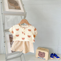 Load image into Gallery viewer, 2 Pieces Set Baby Kid Girls Flower Fruit Cartoon Print Tops And Shorts Wholesale 24040914

