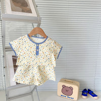 Load image into Gallery viewer, 2 Pieces Set Baby Kid Girls Flower Fruit Cartoon Print Tops And Shorts Wholesale 24040914
