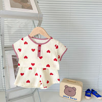 Load image into Gallery viewer, 2 Pieces Set Baby Kid Girls Flower Fruit Cartoon Print Tops And Shorts Wholesale 24040914
