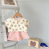 Load image into Gallery viewer, 2 Pieces Set Baby Kid Girls Flower Fruit Cartoon Print Tops And Shorts Wholesale 24040914
