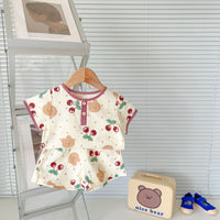 Load image into Gallery viewer, 2 Pieces Set Baby Kid Girls Flower Fruit Cartoon Print Tops And Shorts Wholesale 24040914
