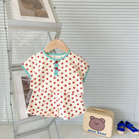 Load image into Gallery viewer, 2 Pieces Set Baby Kid Girls Flower Fruit Cartoon Print Tops And Shorts Wholesale 24040914
