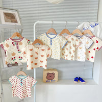 Load image into Gallery viewer, 2 Pieces Set Baby Kid Girls Flower Fruit Cartoon Print Tops And Shorts Wholesale 24040914
