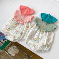 Load image into Gallery viewer, Baby Girls Flower Print Rompers Wholesale 240409145
