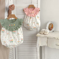 Load image into Gallery viewer, Baby Girls Flower Print Rompers Wholesale 240409145
