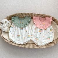 Load image into Gallery viewer, Baby Girls Flower Print Rompers Wholesale 240409145
