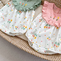 Load image into Gallery viewer, Baby Girls Flower Print Rompers Wholesale 240409145
