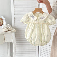 Load image into Gallery viewer, Baby Girls Flower Print Rompers Wholesale 240409146
