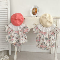 Load image into Gallery viewer, Baby Kid Girls Flower Print Rompers Wholesale 240409147

