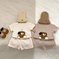 Load image into Gallery viewer, 2 Pieces Set Baby Kid Girls Boys Cartoon Tops And Solid Color Shorts Wholesale 240409148
